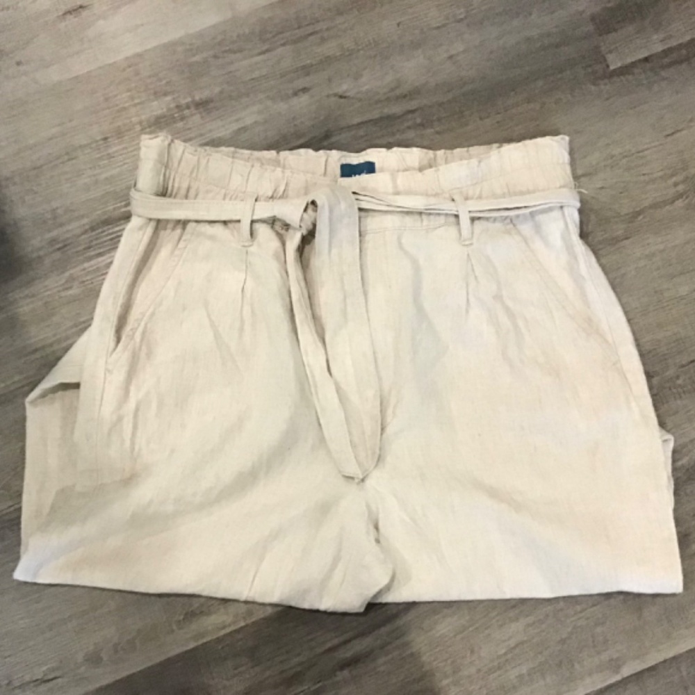Jag Jeans Cream Straight-Leg Paperbag Waist Pants - Picture 3 of 7
